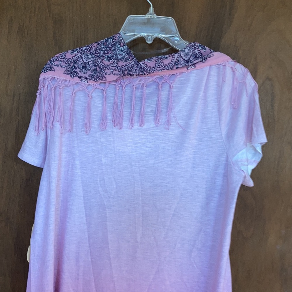 One World top mauve ombre w boho print at bottom & matching scarf L - Picture 8 of 17